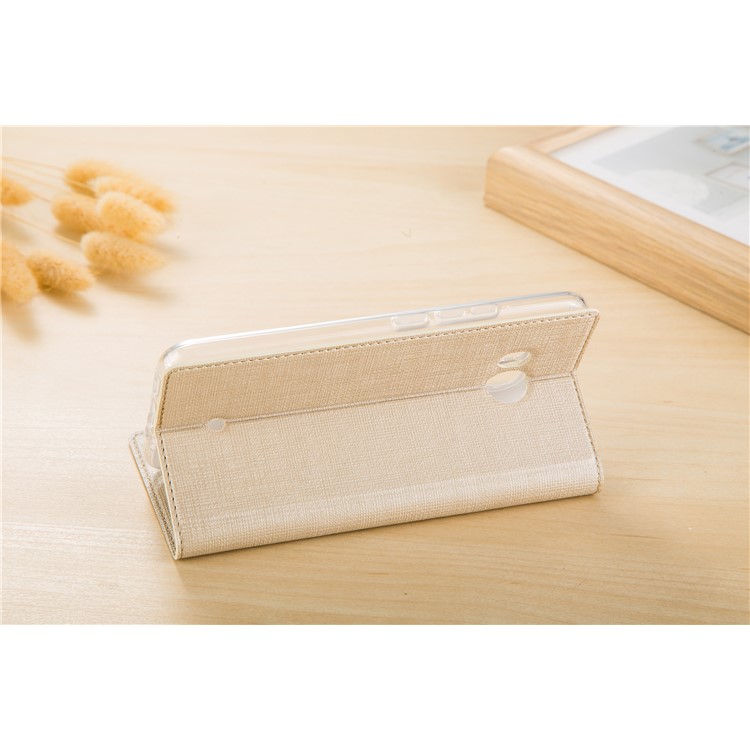 VILI DMX Leather Stand Phone Cover with Card Holder for HTC U11 - Beige-4