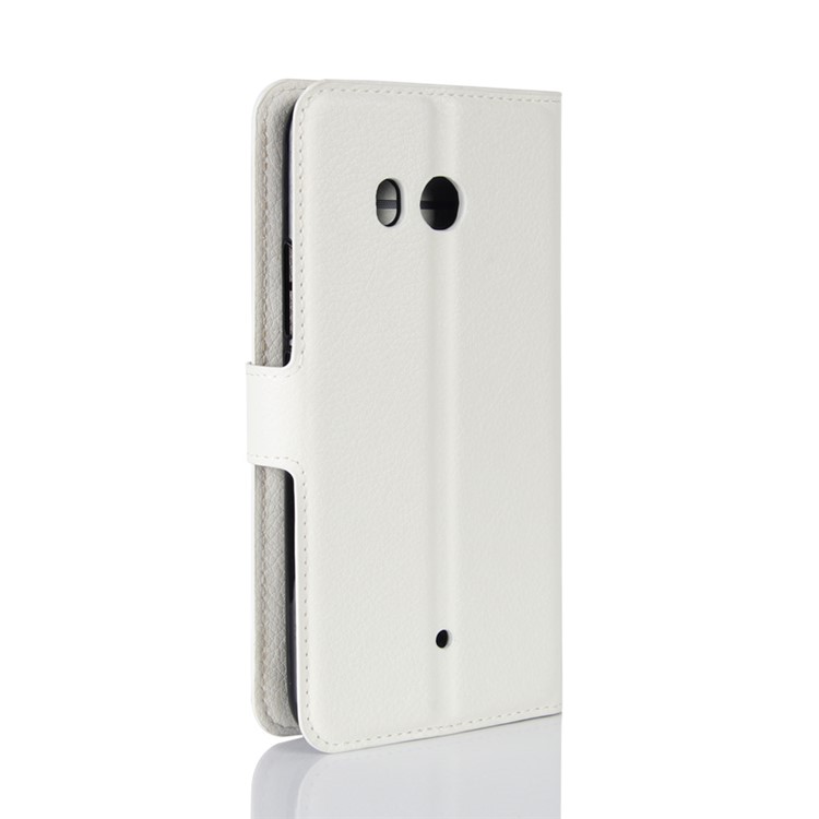 For HTC U11 Litchi Skin Wallet Leather Flip Casing Cover with Stand - White-6