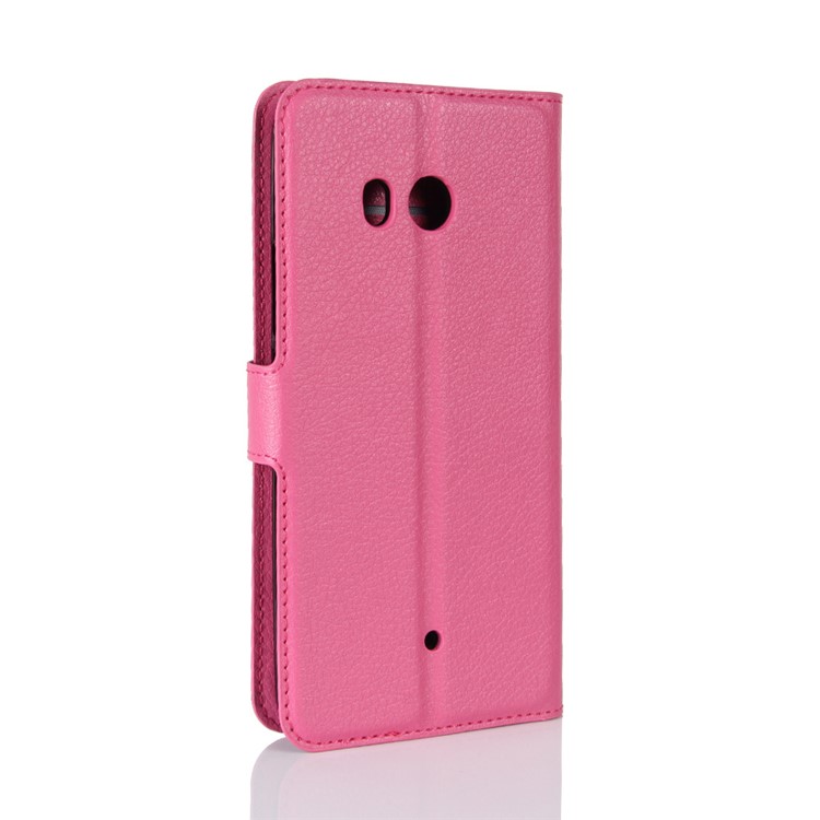 For HTC U11 Litchi Skin Wallet Leather Flip Phone Cover with Stand - Rose-6