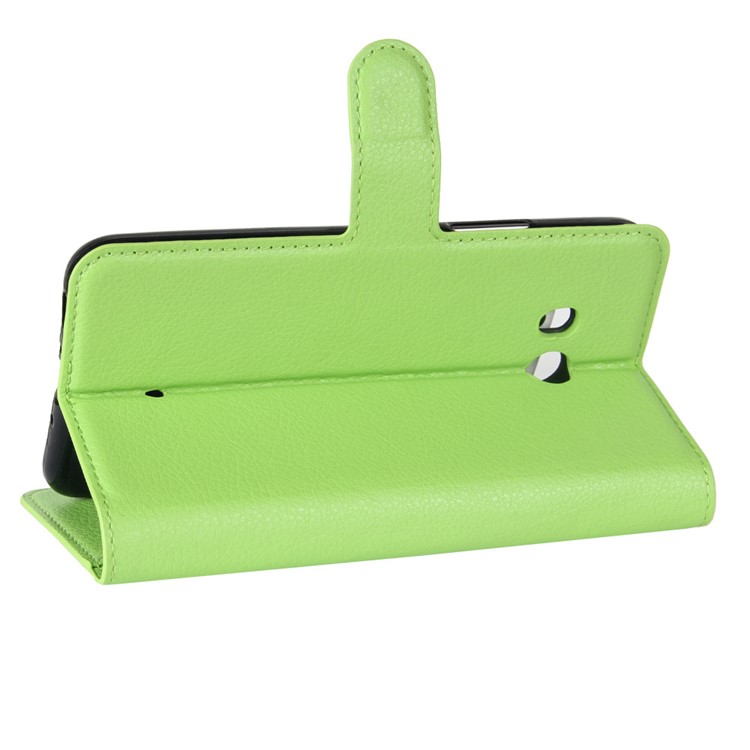 For HTC U11 Litchi Skin Wallet Leather Flip Phone Accessory Case with Stand - Green-5