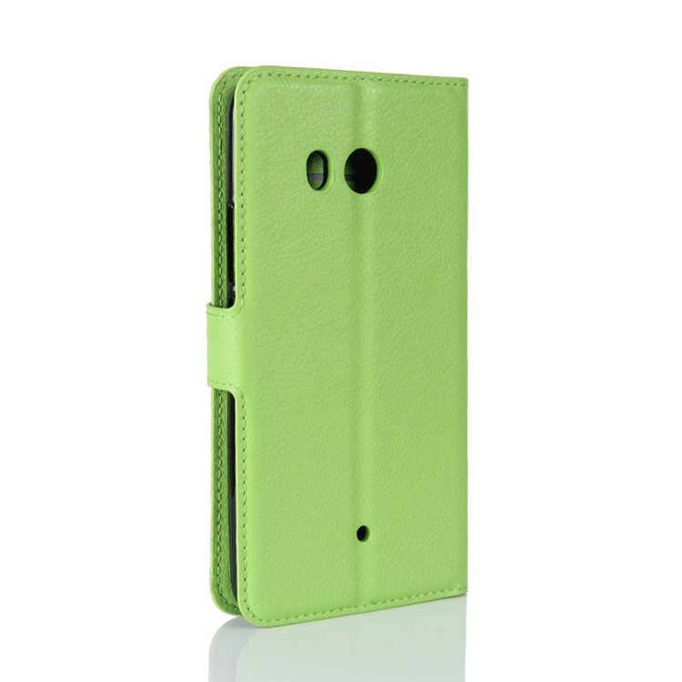 For HTC U11 Litchi Skin Wallet Leather Flip Phone Accessory Case with Stand - Green-6