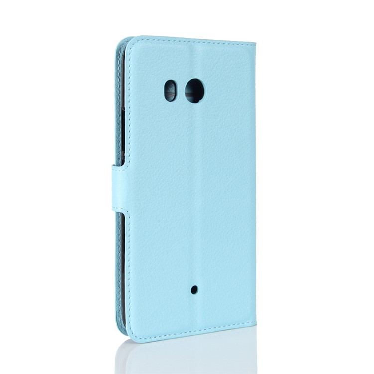For HTC U11 Litchi Skin Wallet Leather Flip Phone Protection Shell with Stand - Blue-6
