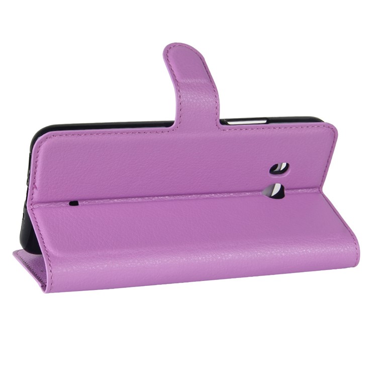 For HTC U11 Litchi Skin Wallet Leather Flip Mobile Phone Shell with Stand - Purple-5