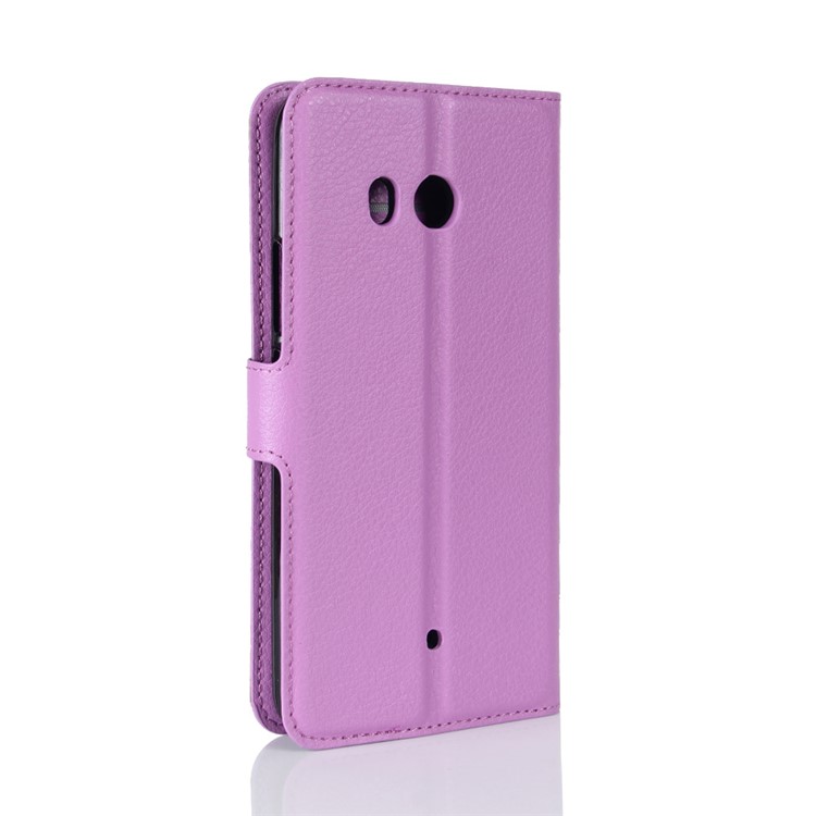 For HTC U11 Litchi Skin Wallet Leather Flip Mobile Phone Shell with Stand - Purple-6