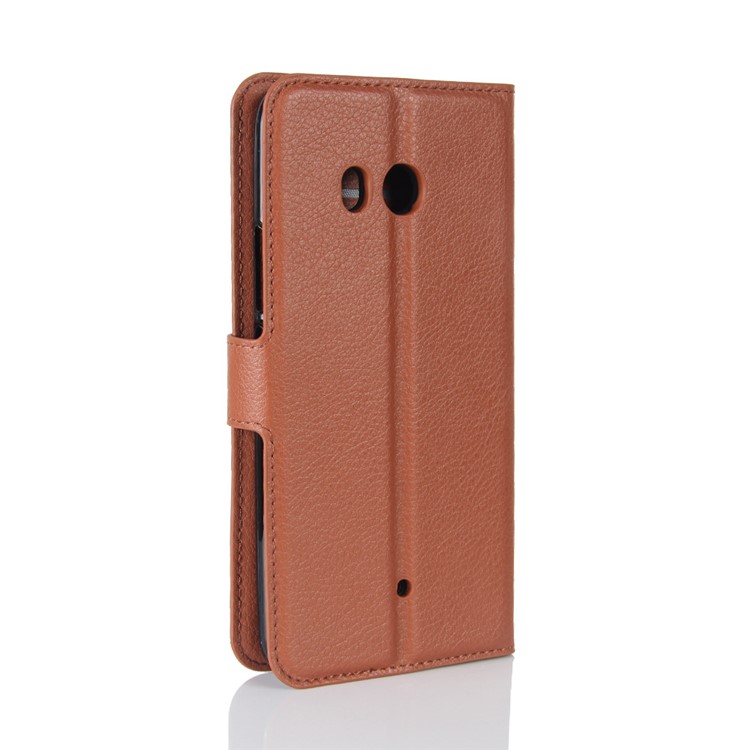 For HTC U11 Litchi Skin Wallet Leather Flip Cellphone Cover with Stand - Brown-6