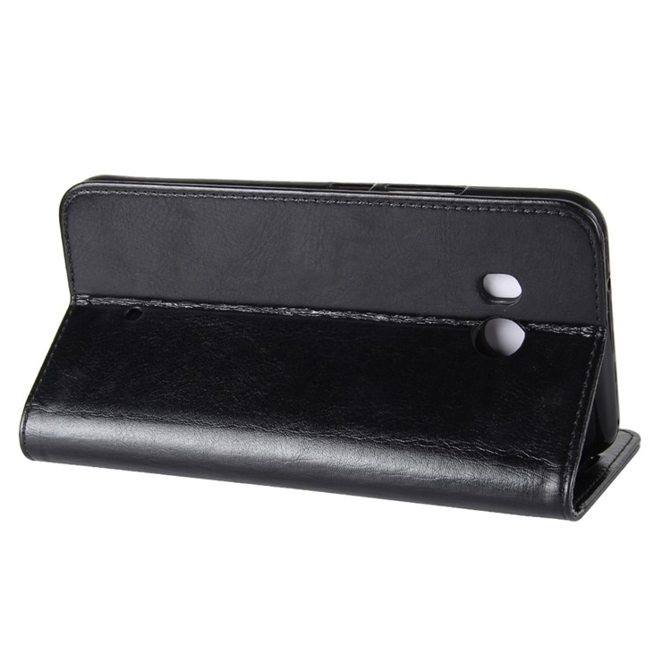 Crazy Horse Stand Wallet Leather Cell Phone Case for HTC U11 - Black-6