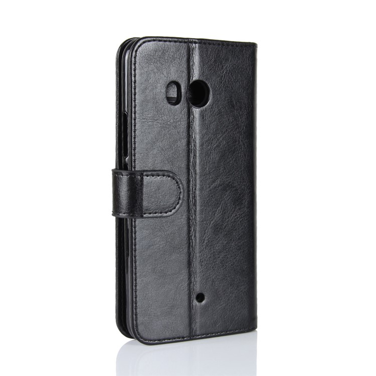Crazy Horse Stand Wallet Leather Cell Phone Case for HTC U11 - Black-7