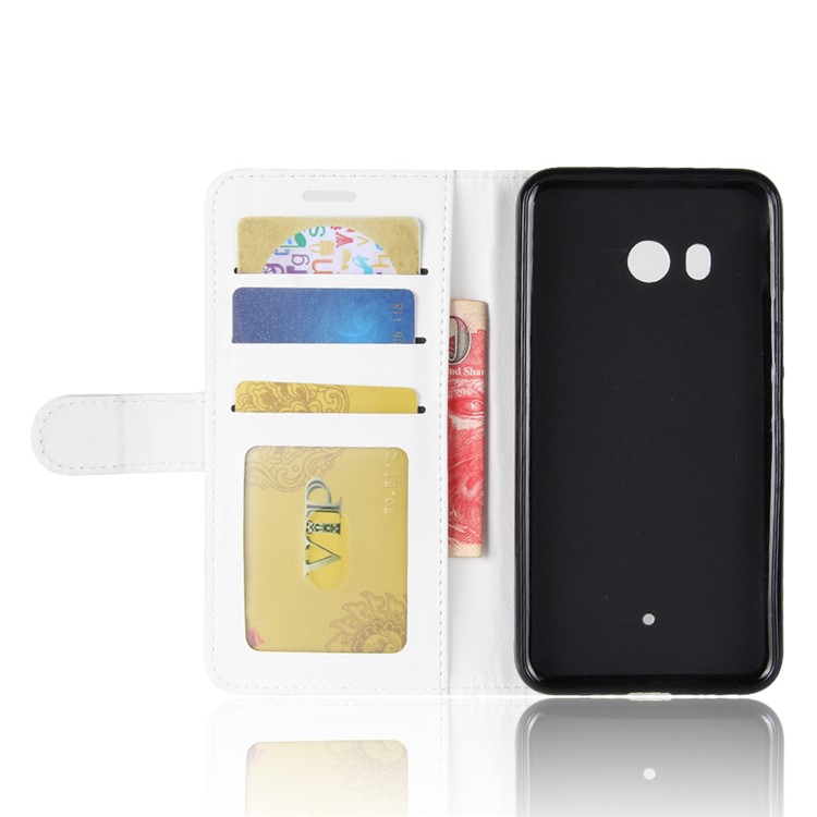 Crazy Horse Stand Wallet Leather Cell Phone Cover for HTC U11 - White-4