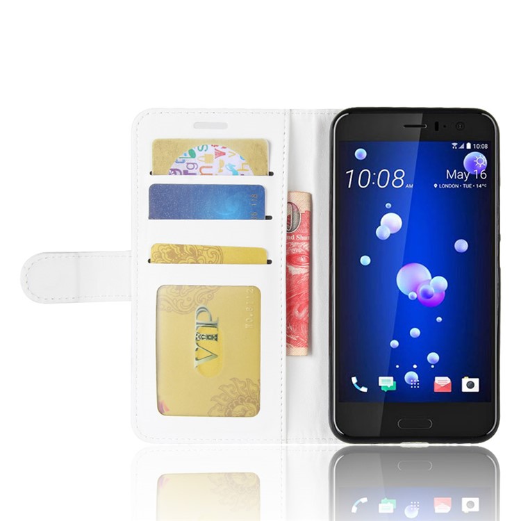 Crazy Horse Stand Wallet Leather Cell Phone Cover for HTC U11 - White-5