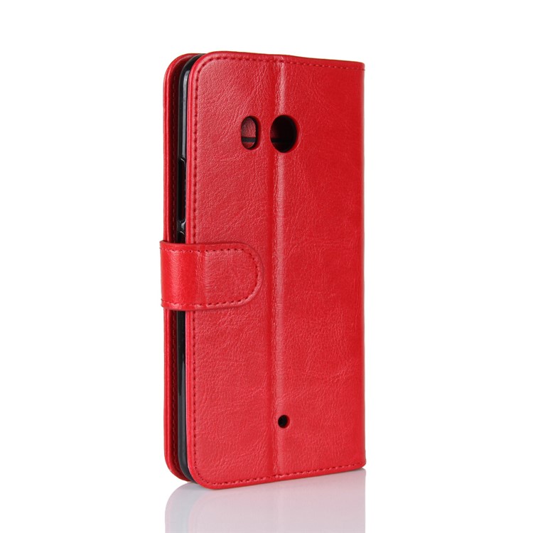 Crazy Horse Stand Wallet Leather Cell Phone Shell for HTC U11 - Red-7