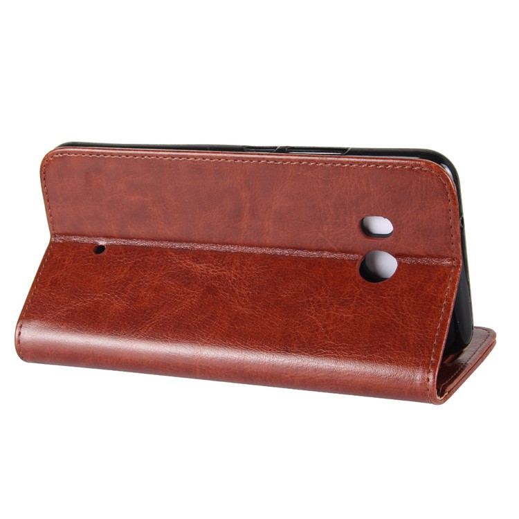 Crazy Horse Stand Wallet Flip Leather Mobile Phone Casing for HTC U11 - Brown-6