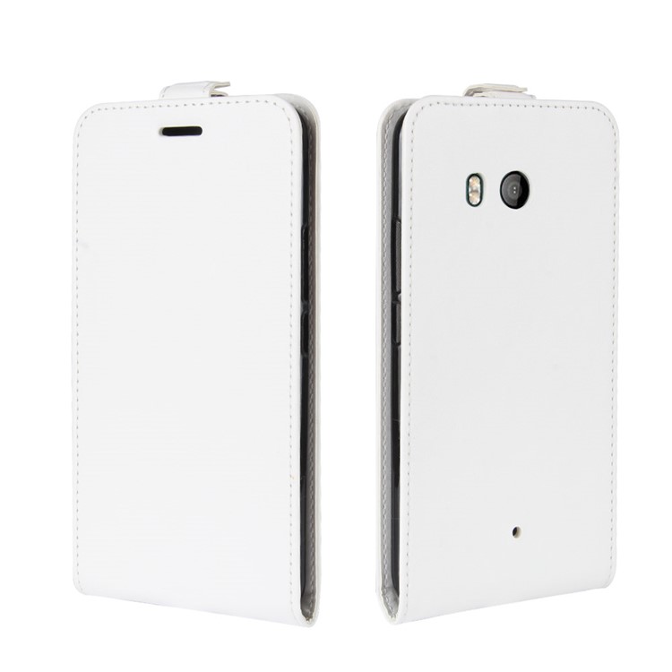 Crazy Horse Vertical Flip Leather Cell Phone Shell with Card/Photo Slot for HTC U11 - White-4