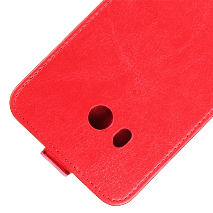 Crazy Horse Vertical Flip Leather Cell Phone Case with Card/Photo Slot for HTC U11 - Red-2