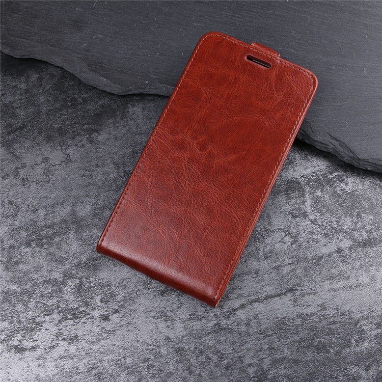 Crazy Horse Vertical Flip Leather Cell Phone Cover with Card/Photo Slot for HTC U11 - Brown-10