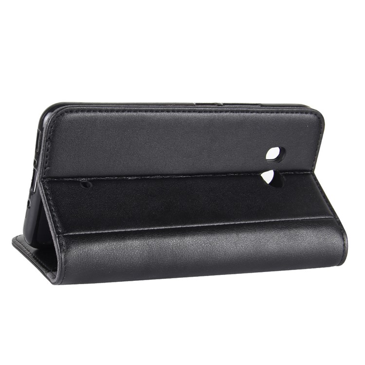 Genuine Split Leather Wallet Phone Shell with Stand for HTC U11 - Black-6