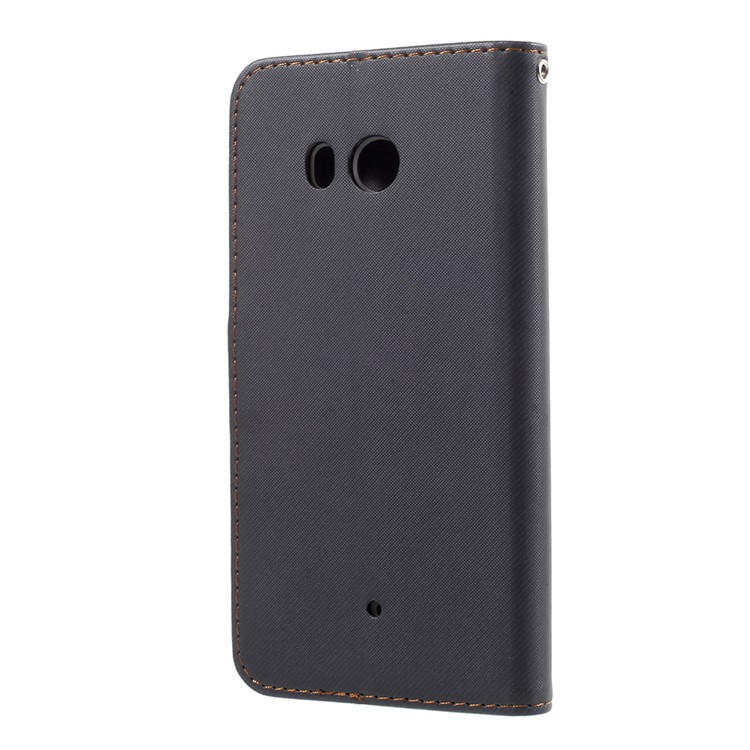 ROAR KOREA Twill Grain Leather Wallet Stand Case for HTC U11 - Black-2