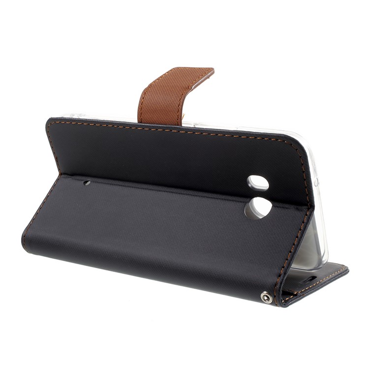ROAR KOREA Twill Grain Leather Wallet Stand Case for HTC U11 - Black-4