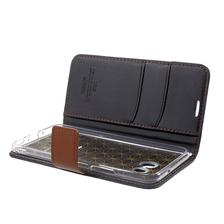 ROAR KOREA Twill Grain Leather Wallet Stand Case for HTC U11 - Black-6