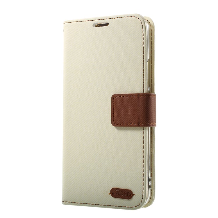 ROAR KOREA Twill Texture Leather Card Slots Stand Phone Cover for HTC U11 - White-1