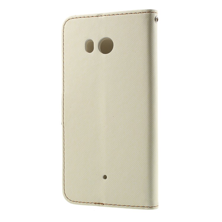 ROAR KOREA Twill Texture Leather Card Slots Stand Phone Cover for HTC U11 - White-3
