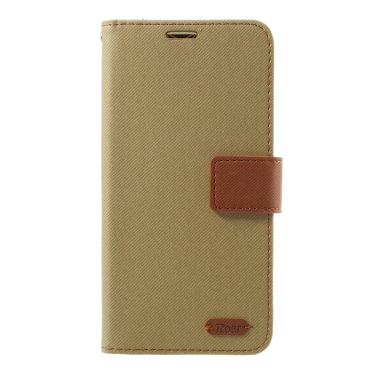 ROAR KOREA Twill Texture Leather Wallet Stand Case Accessory for HTC U11 - Khaki-3