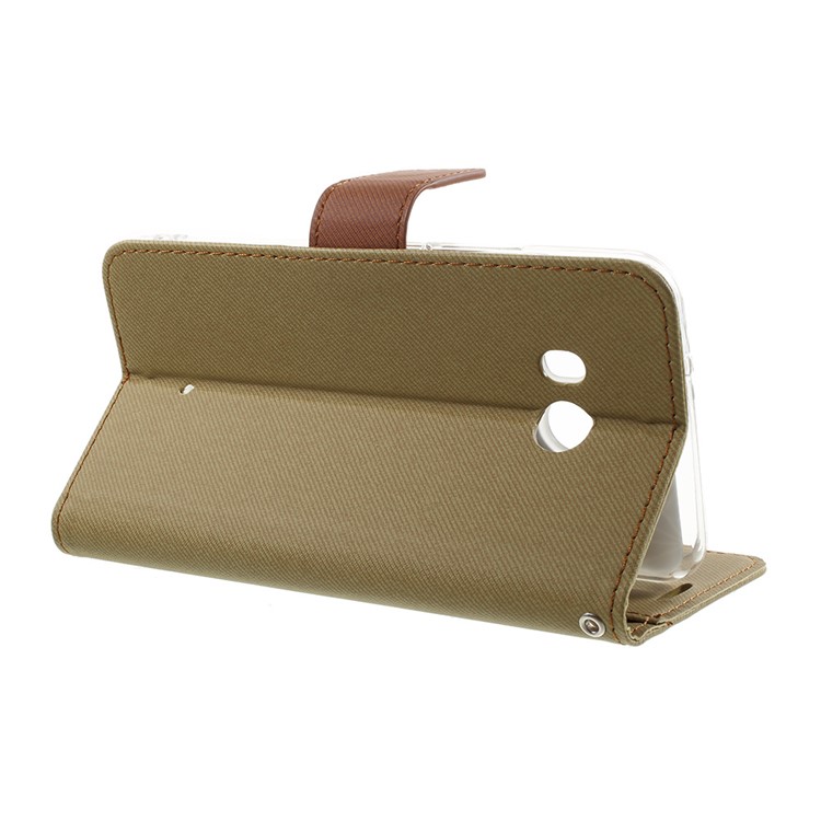 ROAR KOREA Twill Texture Leather Wallet Stand Case Accessory for HTC U11 - Khaki-4
