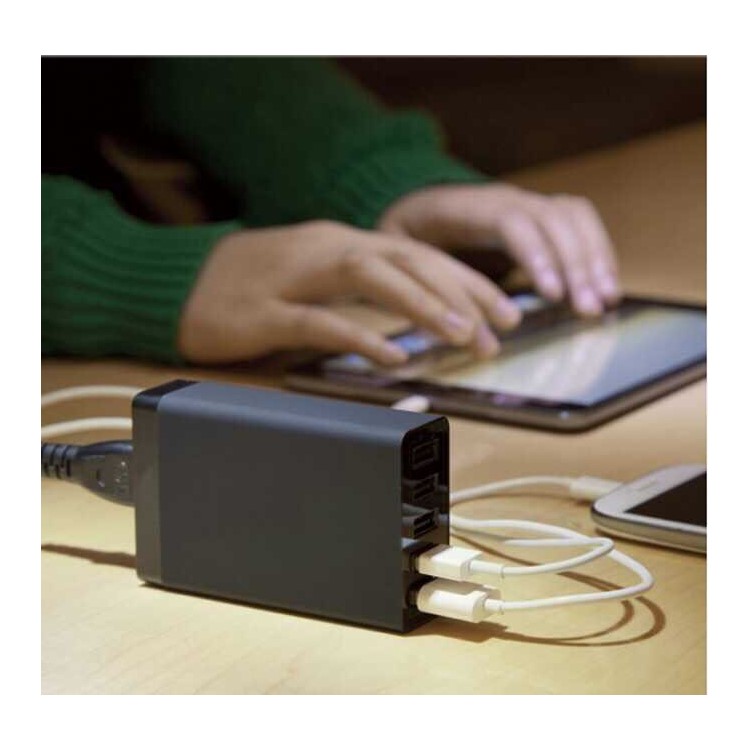 8A 5-Port USB Wall Charger Smart Desktop Charging Station - Black-2