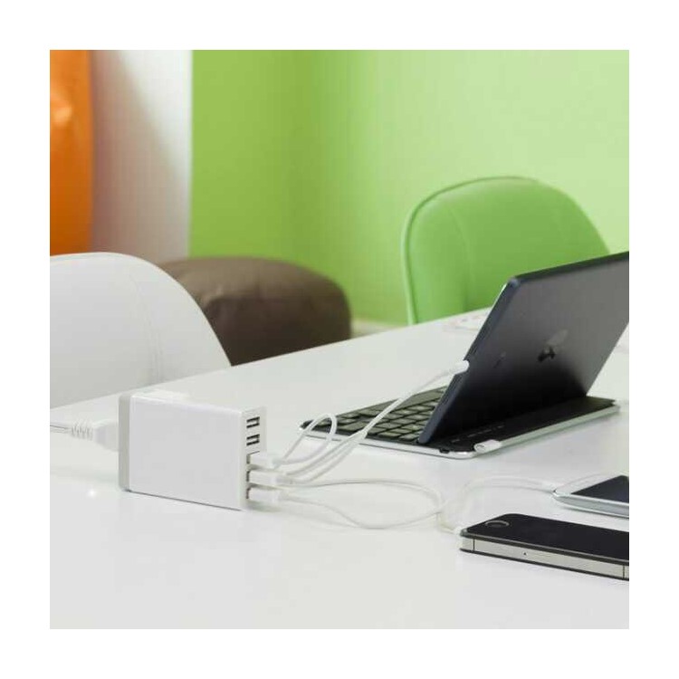 Smart 5-Port USB Wall Charger 8A Desktop Charging Station - White-2