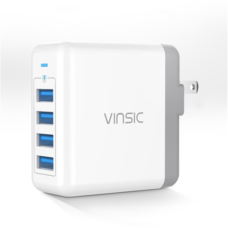 VINSIC VSCW403 4 USB Ports Smart Wall Travel Charger Adapter for iPhone iPad Samsung - US Plug-1