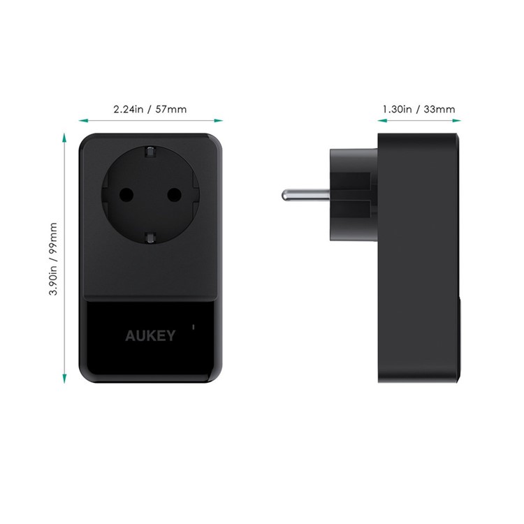 AUKEY 4-Port USB Charger with Built-in EU Socket Universal Travel Wall Charger (PA-S12) - EU Plug-3