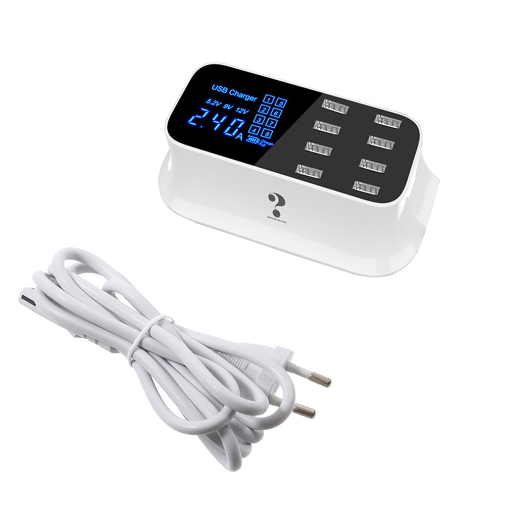 YC-CDA19 5V 8A 8 USB Ports Smart Charger with LCD Output Current and Voltage Display - Black Surface / EU Plug-6