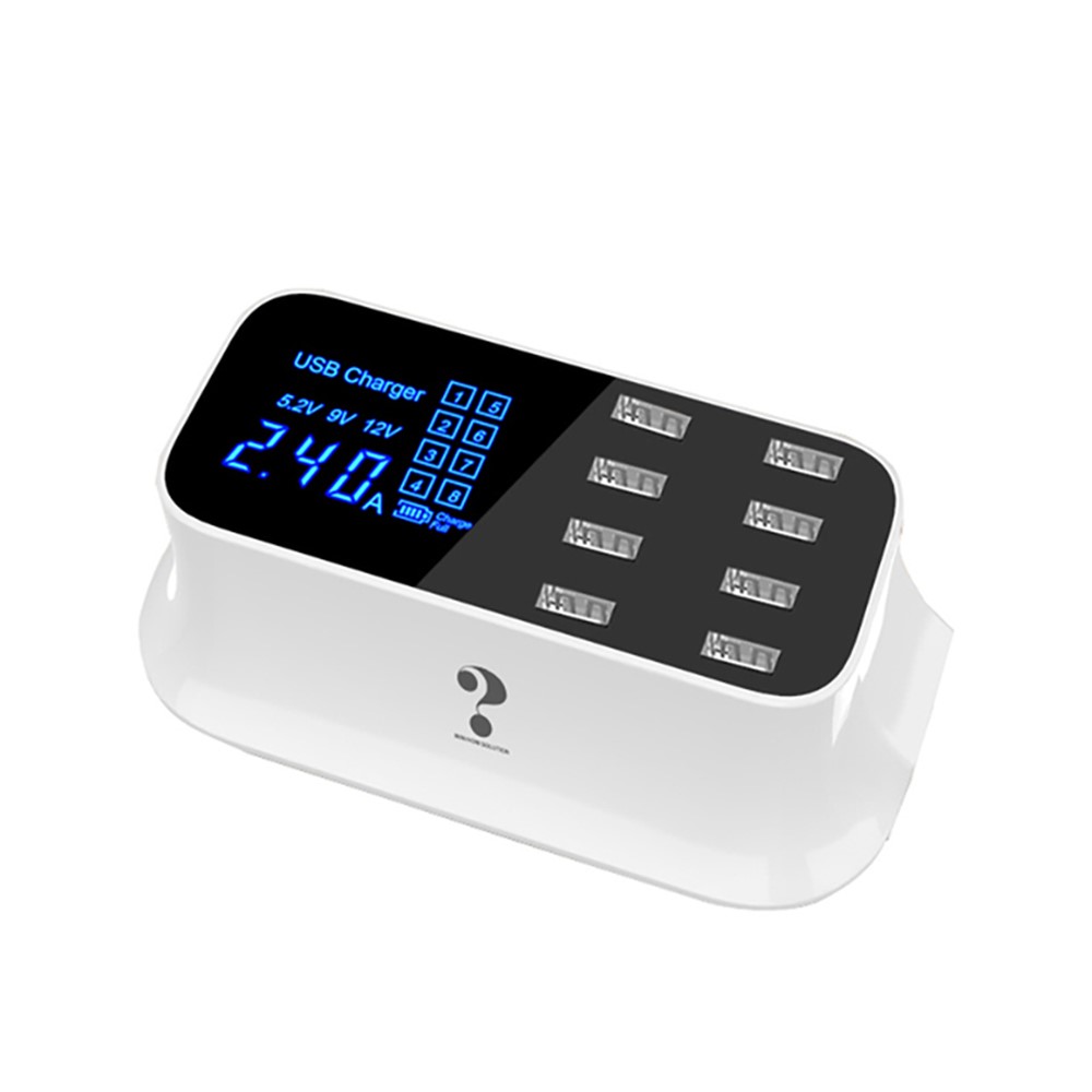 YC-CDA19 5V 8A 8-Port USB Power Adapter Charger with LCD Display - Black Surface / US Plug-1