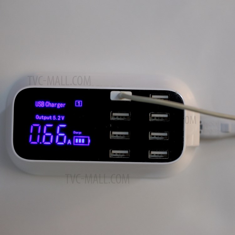 YC-CDA19 5V 8A 8-Port USB Power Adapter Charger with LCD Display - Black Surface / US Plug-6
