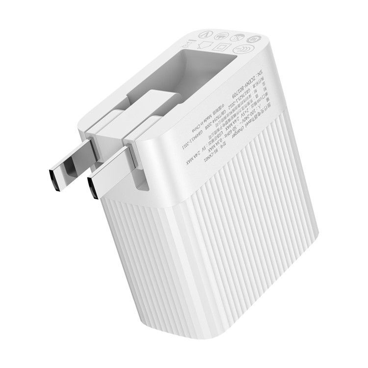 

BASEUS Transun Series Dual USB Foldable Travel Charger for iPhone Samsung - White