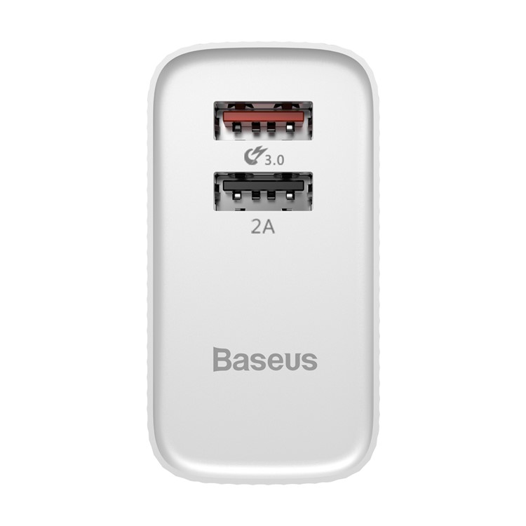 BASEUS Transun Series QC 3.0 Quick Charger Double USB Foldable Plug Portable Travel Wall Charger - White-2