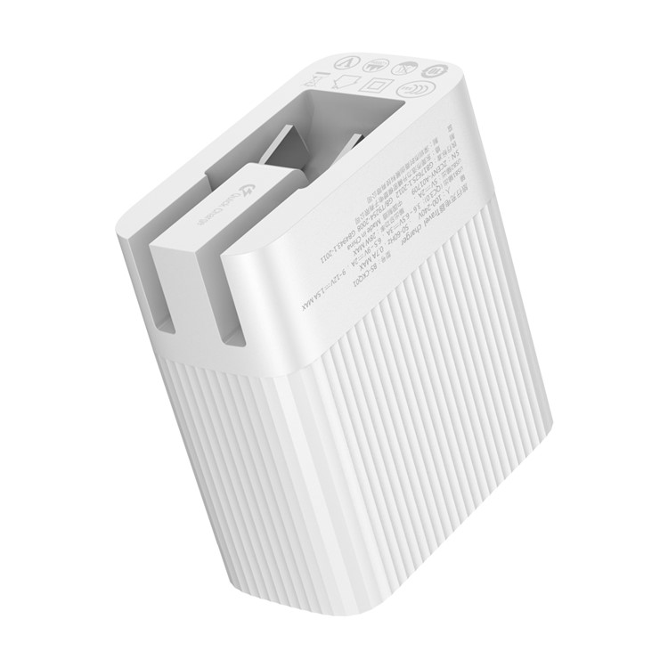 BASEUS Transun Series QC 3.0 Quick Charger Double USB Foldable Plug Portable Travel Wall Charger - White-3