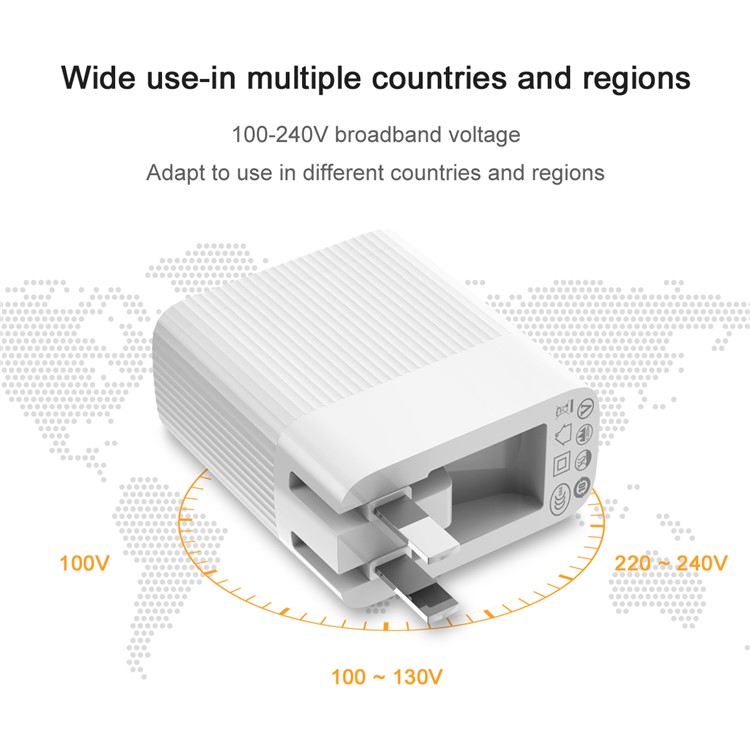 BASEUS Transun Series QC 3.0 Quick Charger Double USB Foldable Plug Portable Travel Wall Charger - White-5