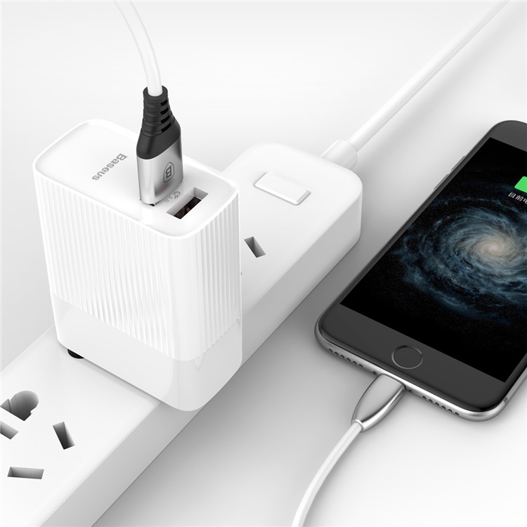 BASEUS Transun Series QC 3.0 Quick Charger Double USB Foldable Plug Portable Travel Wall Charger - White-8