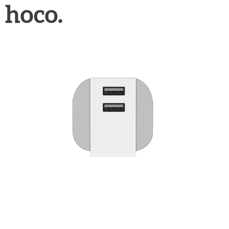 HOCO C23A 5V 2.4A Dual USB Port Travel Wall Charger for iPhone Samsung - UK Plug-3