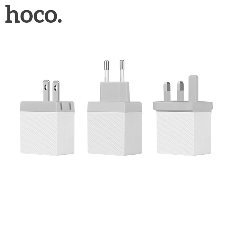 HOCO C23A 5V 2.4A Dual USB Port Travel Wall Charger for iPhone Samsung - UK Plug-4
