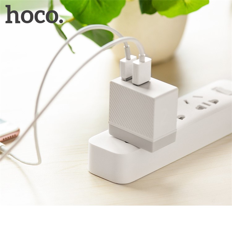 HOCO C23A 5V 2.4A Dual USB Port Travel Wall Charger for iPhone Samsung - UK Plug-5