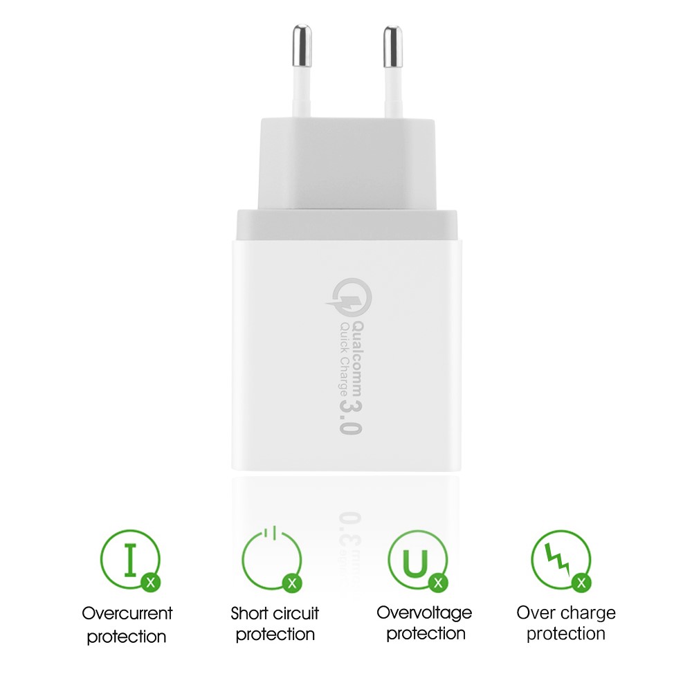 3 Ports Schnellladegerät QC 3.0 30W USB-Ladegerät Reiseadapter Für IPhone Samsung Huawei - EU-Stecker