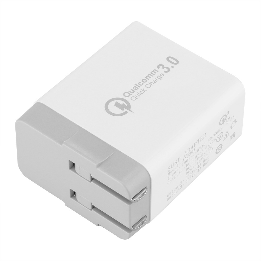 30W QC 3.0 Quick Charge 3 USB Ports Wall Charger USB Travel Adapter for iPhone Samsung Huawei - US Plug-1