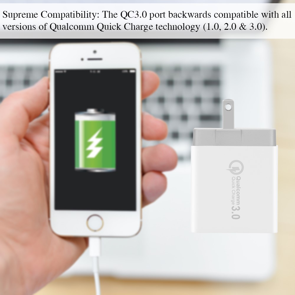 30W QC 3.0 Quick Charge 3 USB Ports Wall Charger USB Travel Adapter for iPhone Samsung Huawei - US Plug-3