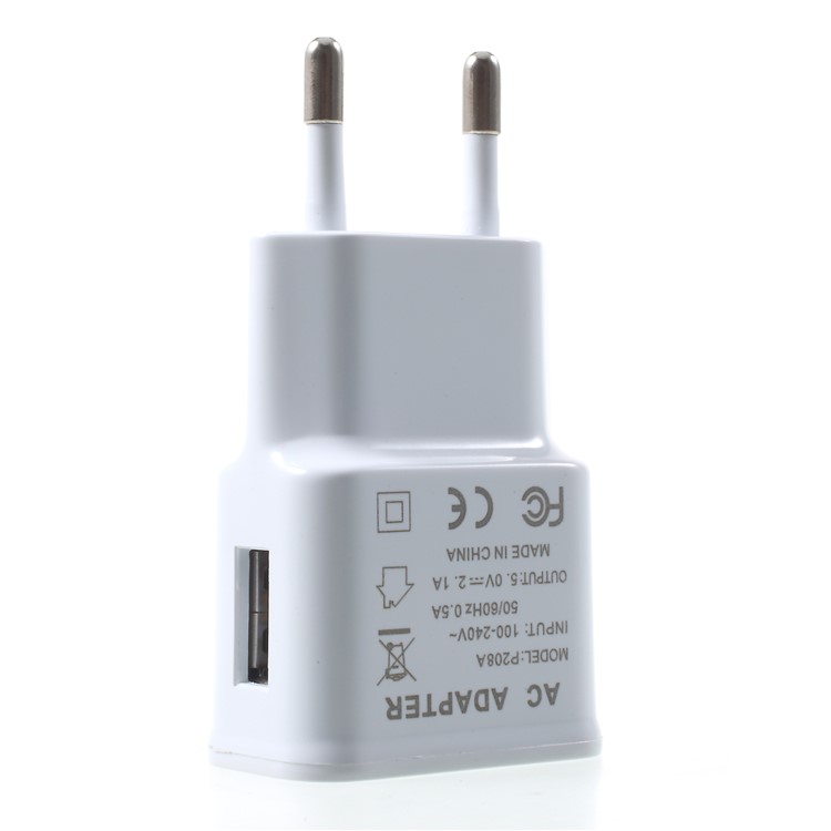 Adaptateur AC de Chargeur Mural 5V 2.1A Mur - Blanche / Bouchon ue-3