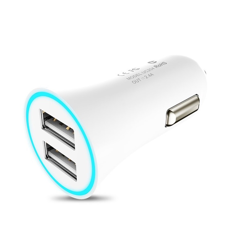 HOCO UC204 2.4A Dual USB Car Charger for iPhone Samsung - White-3
