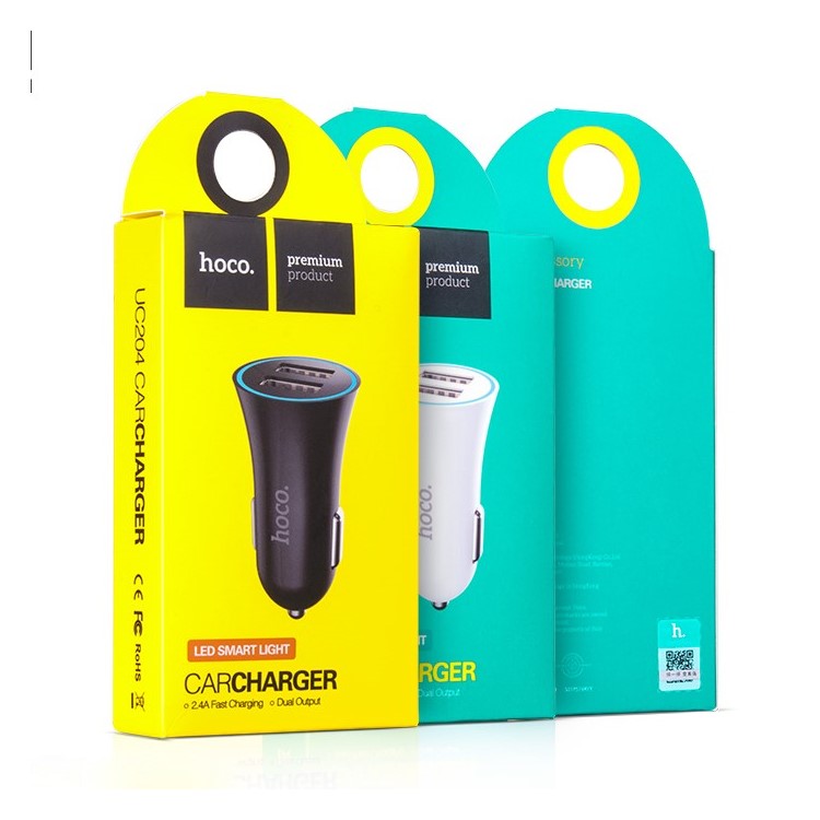 HOCO UC204 2.4A Dual USB Car Charger for iPhone Samsung - White-5