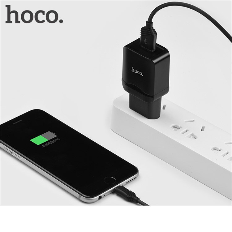 HOCO C22A Little Superior USB Ports Wall Travel Charger + Micro USB Charging Cable - EU Plug / Black-3