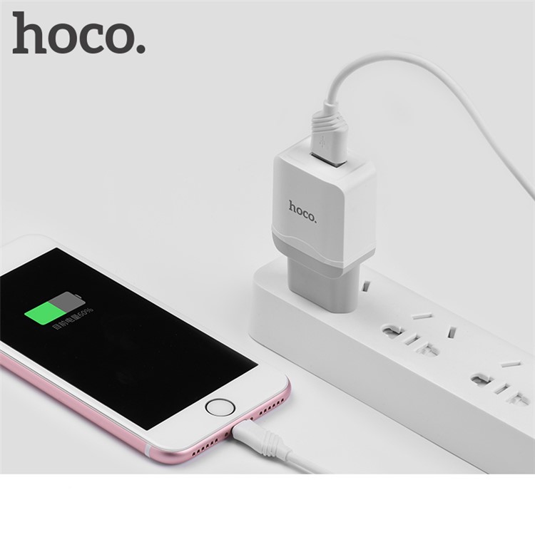 HOCO C22A Portable Little Superior USB Ports Wall Travel Charger + Micro USB Charging Cable - EU Plug / White-3