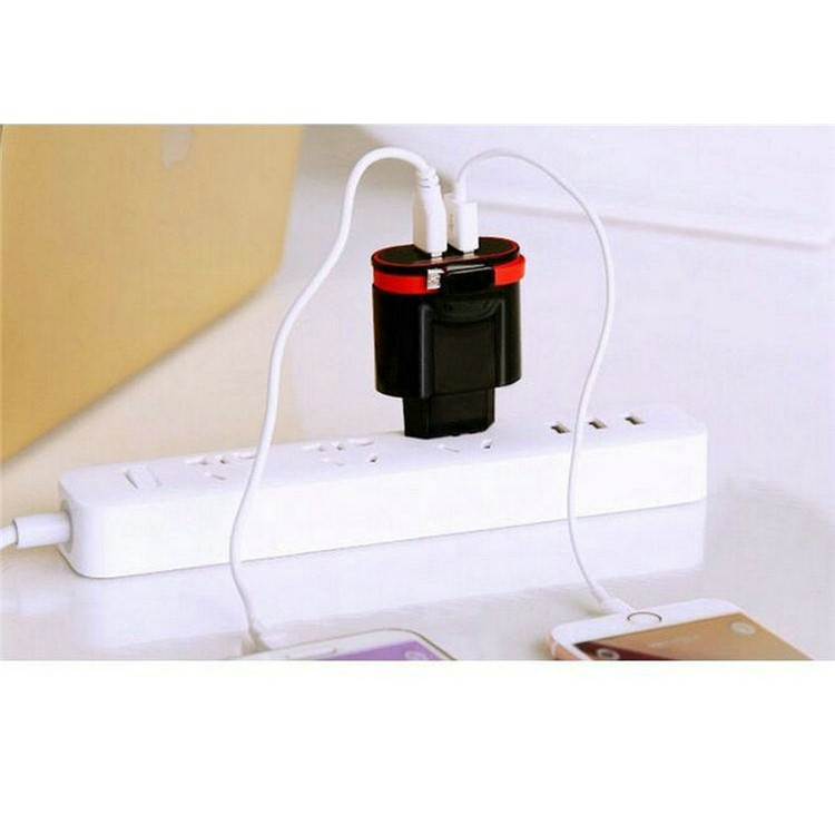 XBX-05 3.4A Dual USB Output Travel Wall Charger with Built-in Micro USB Cable - EU Plug / Black-17